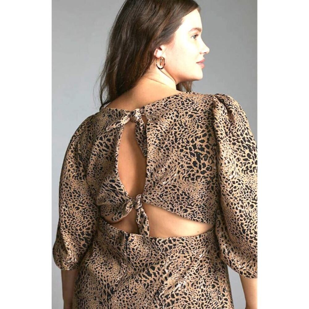 NWT Anthropologie Maeve Animal Print Knit Cut-Out Mini Dress Leopard Size 2 - Picture 3 of 11